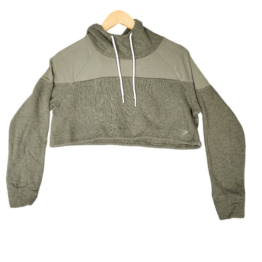 Gymshark Nikki Blackketter Women's S Cropped Hoodie Green Cotton & Nylon